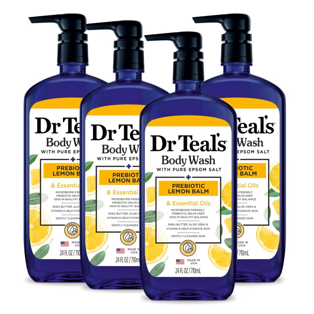 Dr Teals Body Wash with Pure Epsom Salt, with Prebiotic Lemon Balm & Sage, 24 fl oz - Image 1