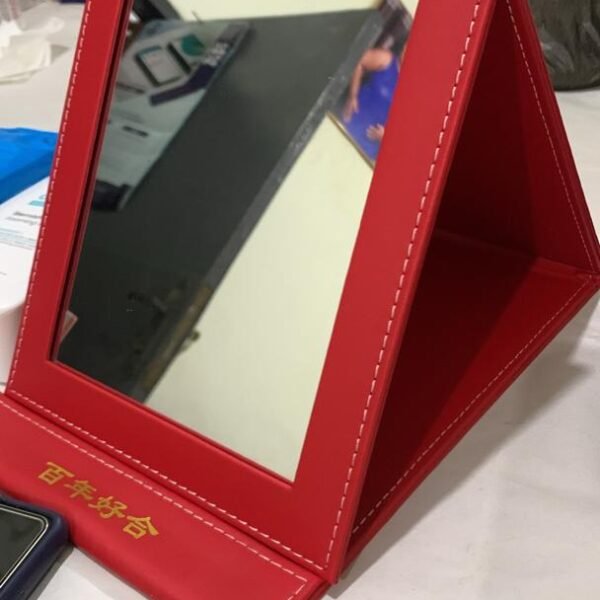 Mirror with leather case / covering large size