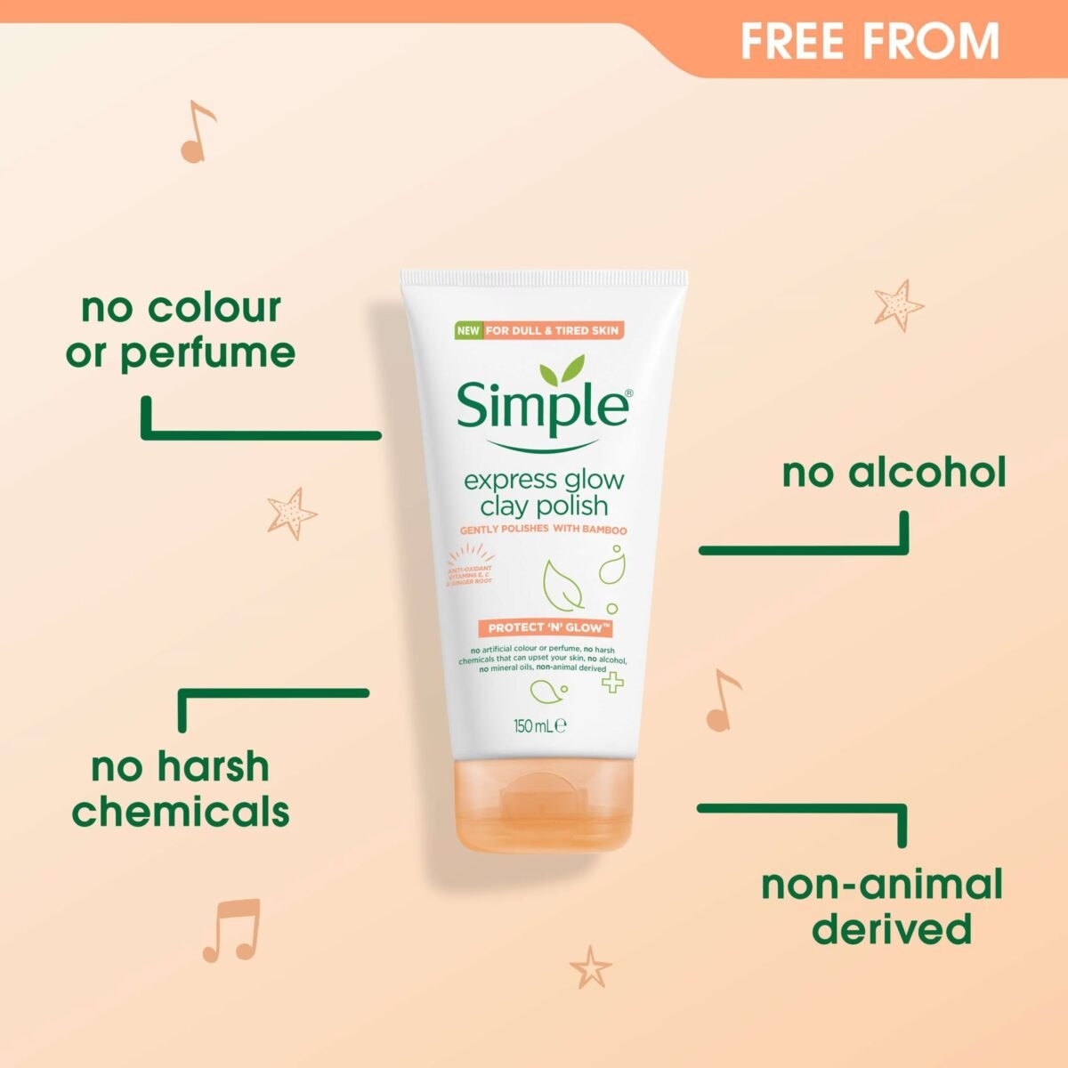 Simple Protect ‘n’ Glow express glow clay polish | 2 in 1 glow face wash and exfoliator - Image 1