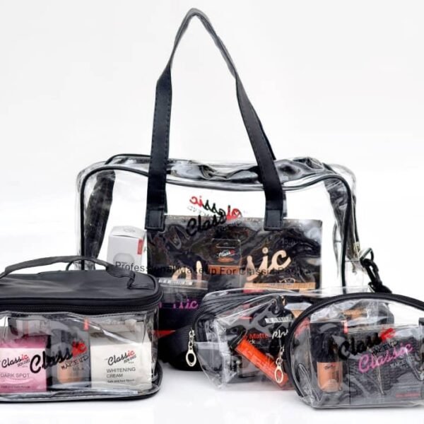 Classic 4 in 1 transparent bag set | makeup bag | cosmetics bag | travel bag