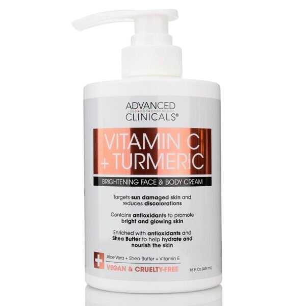 New Advanced Clinicals Vitamin C + Turmeric Brightening Face & Body Cream, 15 oz