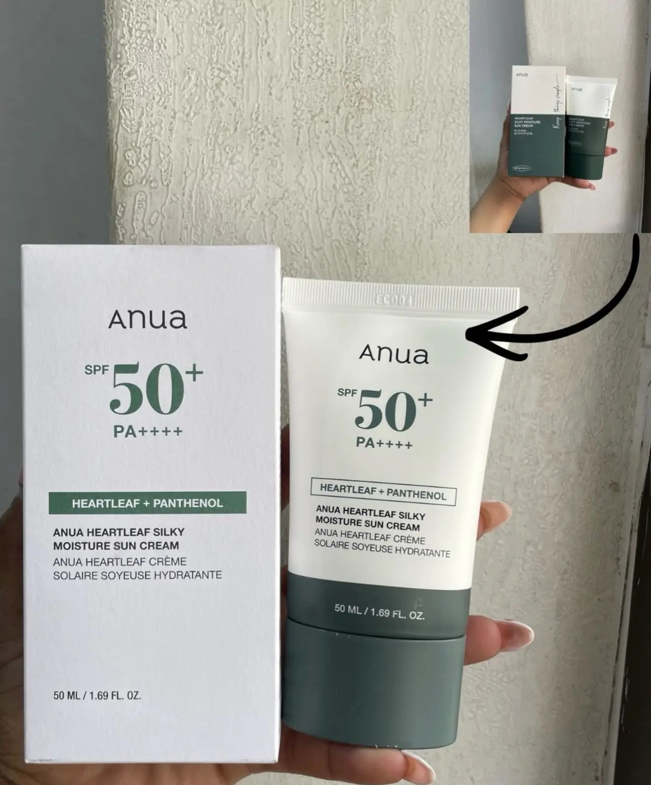 IMG_2898 Anua Heartleaf + Panthenol Silky Moisture Sun Cream Sunscreen 50ml - Image 1