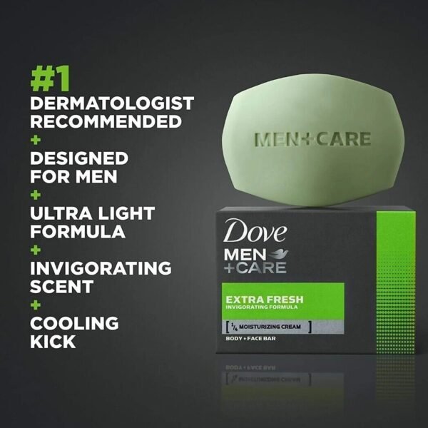 Dove Men+ Care Extra Fresh Face and Body Bar Soap Pack of 4