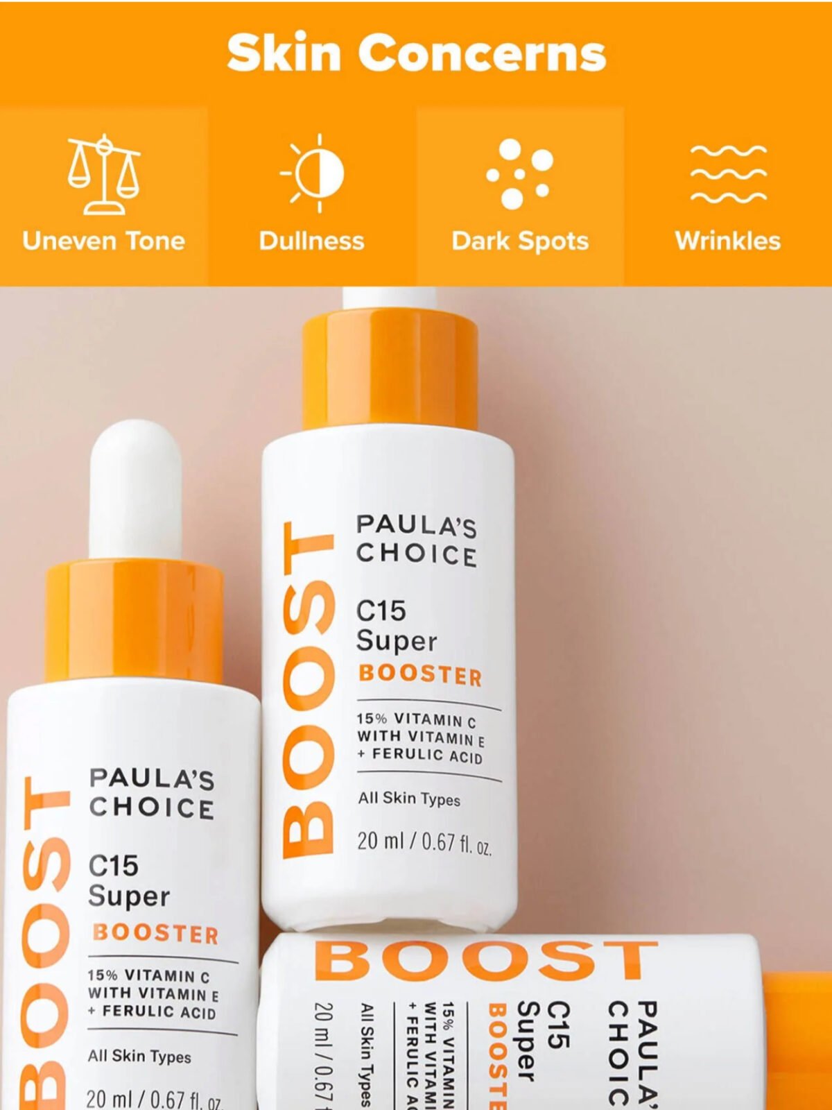 Paula’s Choice C15 Super Booster Serum 15% Vitamin C and Ferulic Acid Full Size (20 ml) - Image 1