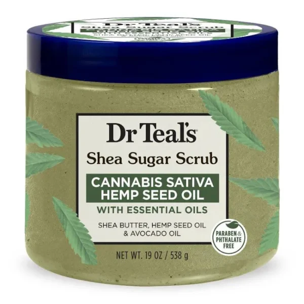 Dr Teals Shea Sugar Scrub with Cannabis Sativa Hemp Seed Oil & Essential Oils