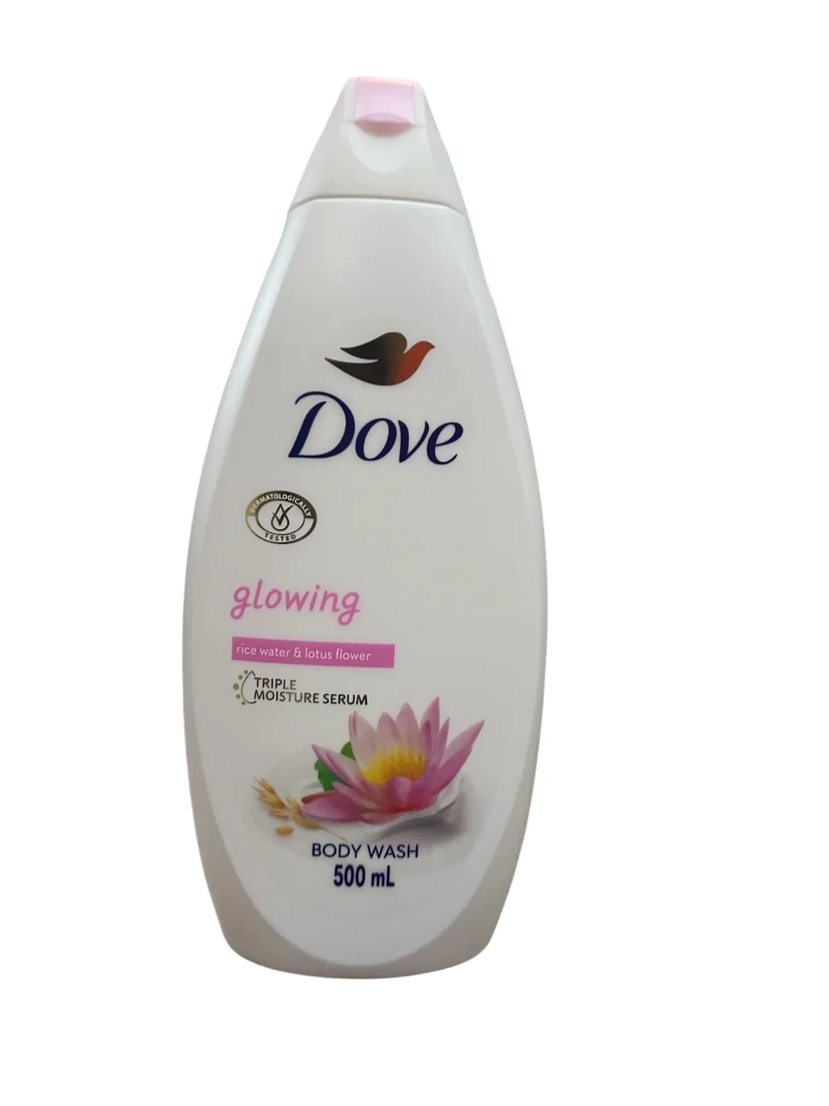 Dove glowing rice water & lotus body wash 500ml - Image 1