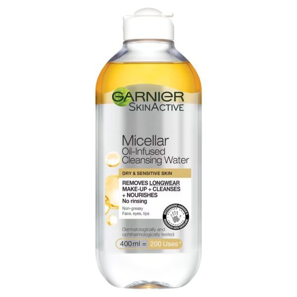 Garnier Micellar Oil Infused Cleansing Water 400ml / removes long term makeup + cleanses + nourishes