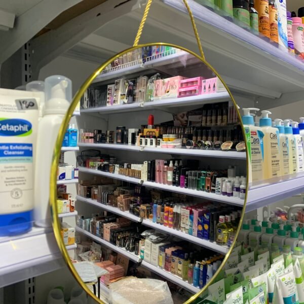 Luxury round gold rim hanging mirror