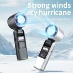 HANDHELD FAN - Foldable Digital Portable Handheld Turbo Fan With Ice Cooler | AC fan | 100 levels | long battery life | light | USB - Image 4