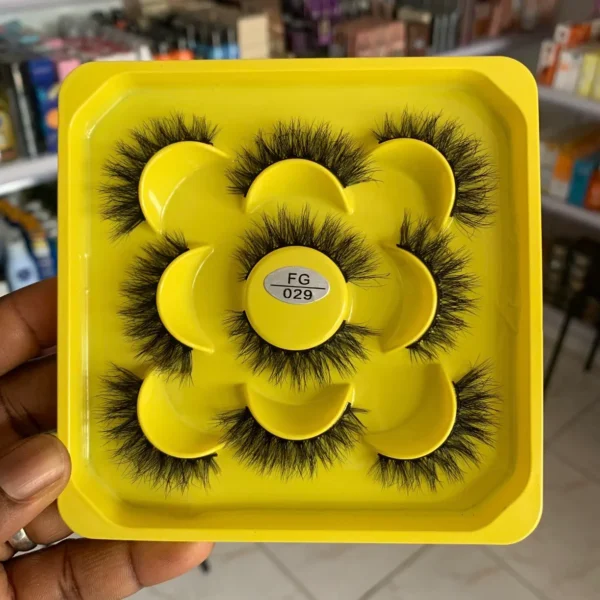 5 pairs fluffy strip eye lash – FG029 yellow pack