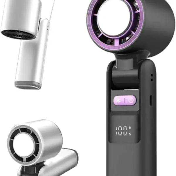 Foldable Handheld Turbo Fan With Ice Cooler, Multifunction Portable Handheld Turbo Ice-Cooling Fan, Portable Semiconductor Ac Fans With Cold Air Like Gel Pad