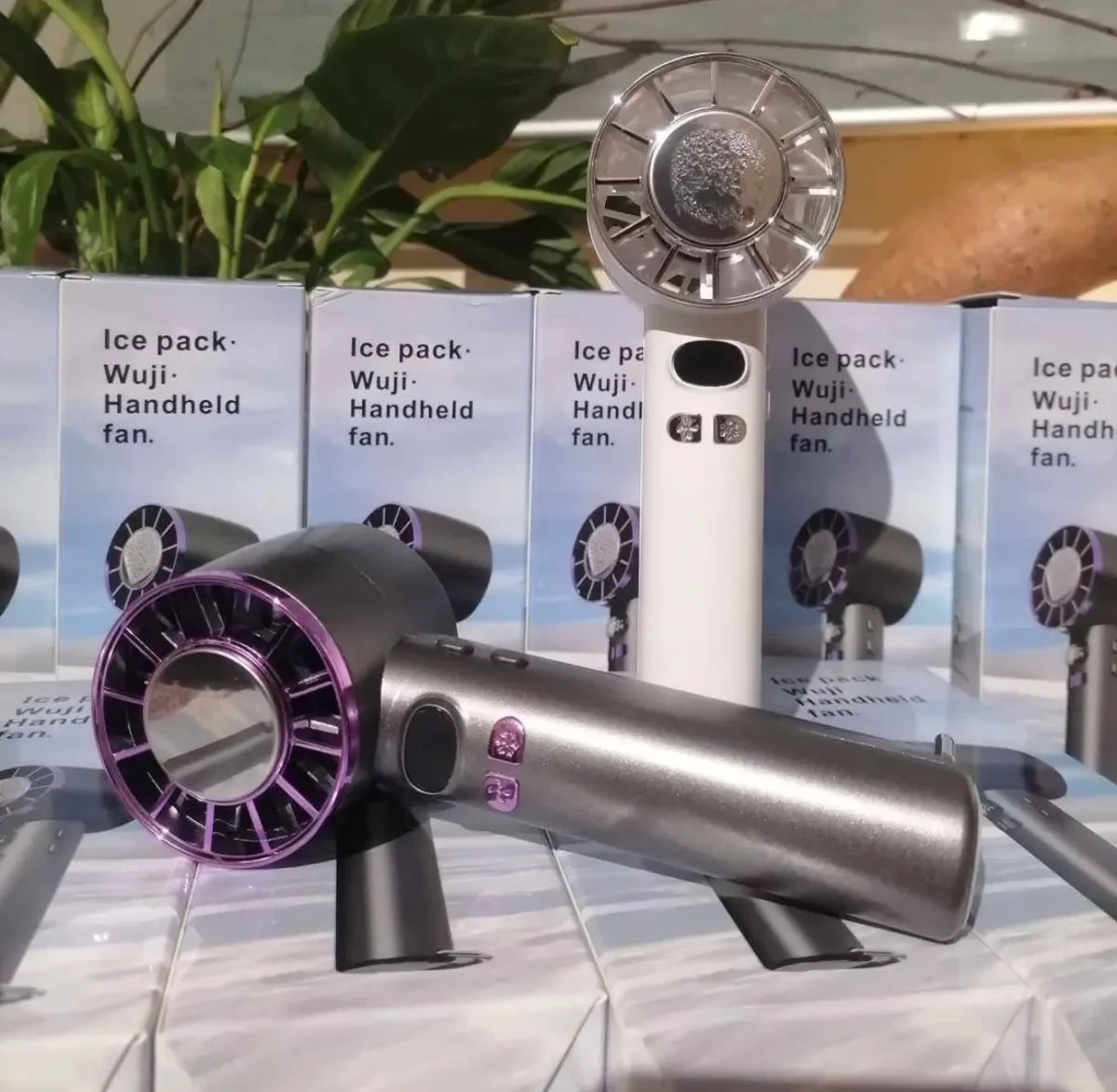 Ice pack Wuji Handheld Turbo Fan With Ice Cooler, Multifunction Portable Handheld Turbo Ice-Cooling Fan, Portable Semiconductor Ac Fans With Cold Air Like Gel Pad - Image 3