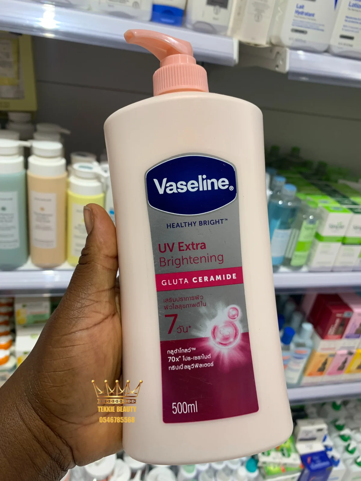 Vaseline uv extra brightening gluta ceramide 500ml - Image 1
