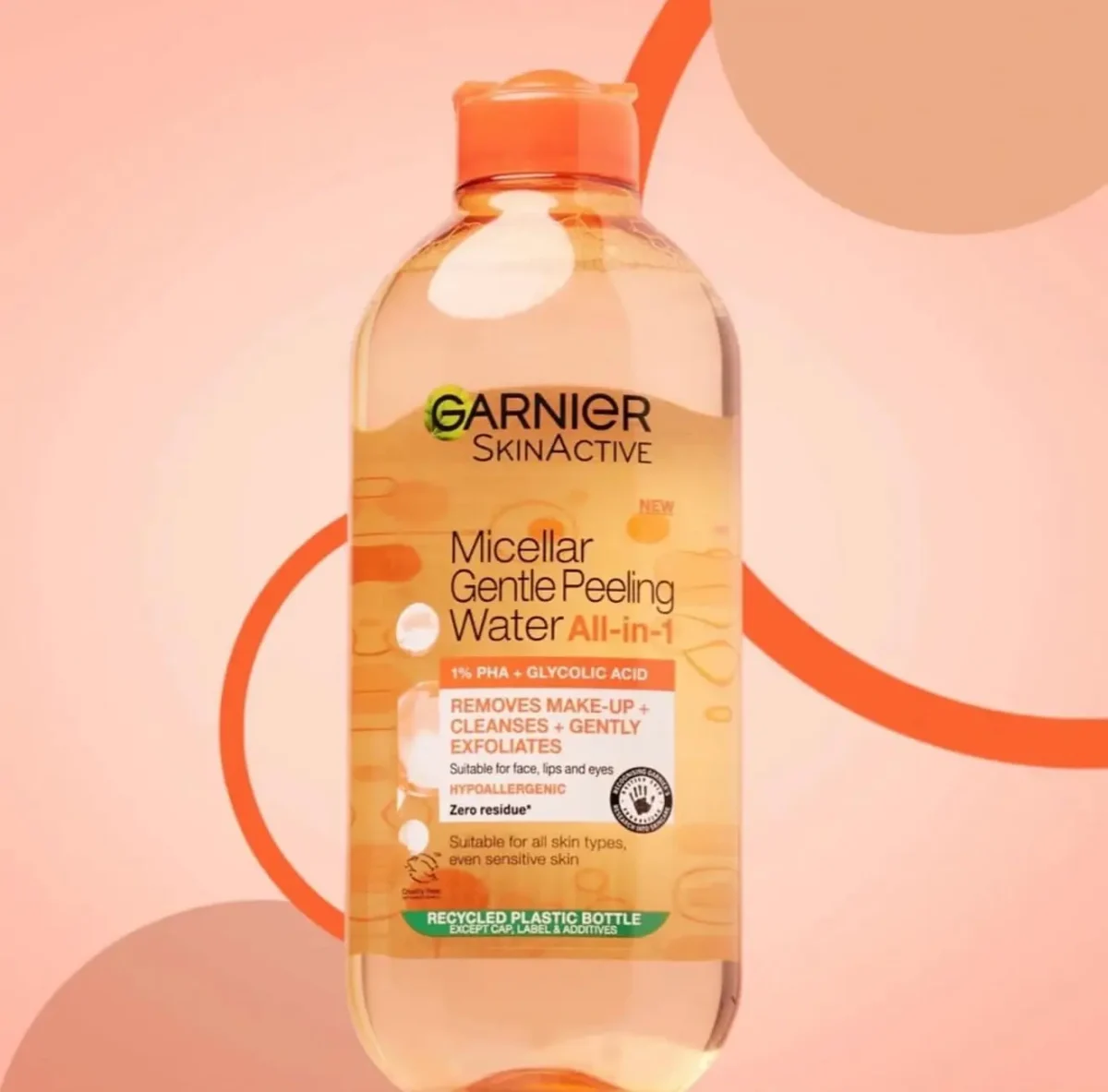 Garnier Micellar Gentle Peeling Water, 1% PHA & Glycolic Acid, Cleanse, Exfoliate & Glow 400ml - Image 1