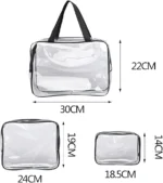 3 in 1 PVC transparent / clear bag set | makeup bag | cosmetics bag | travel bag - Image 2