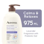 Aveeno Stress Relief Body Wash with Lavender & Chamomile, 975ml/ 33oz: Paraben-Free, Sulfate-Free, Pump Bottle, Sensitive Skin