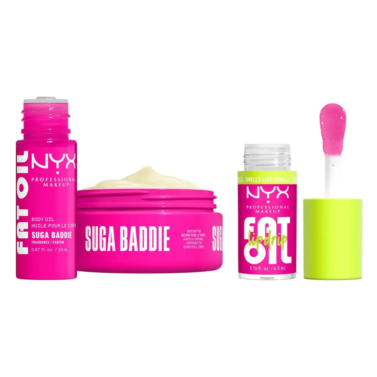 NYX FAT OIL LIP & BODY KIT SUGA BADDIE | 3-piece vanilla body care set for baddies on the go - Image 2