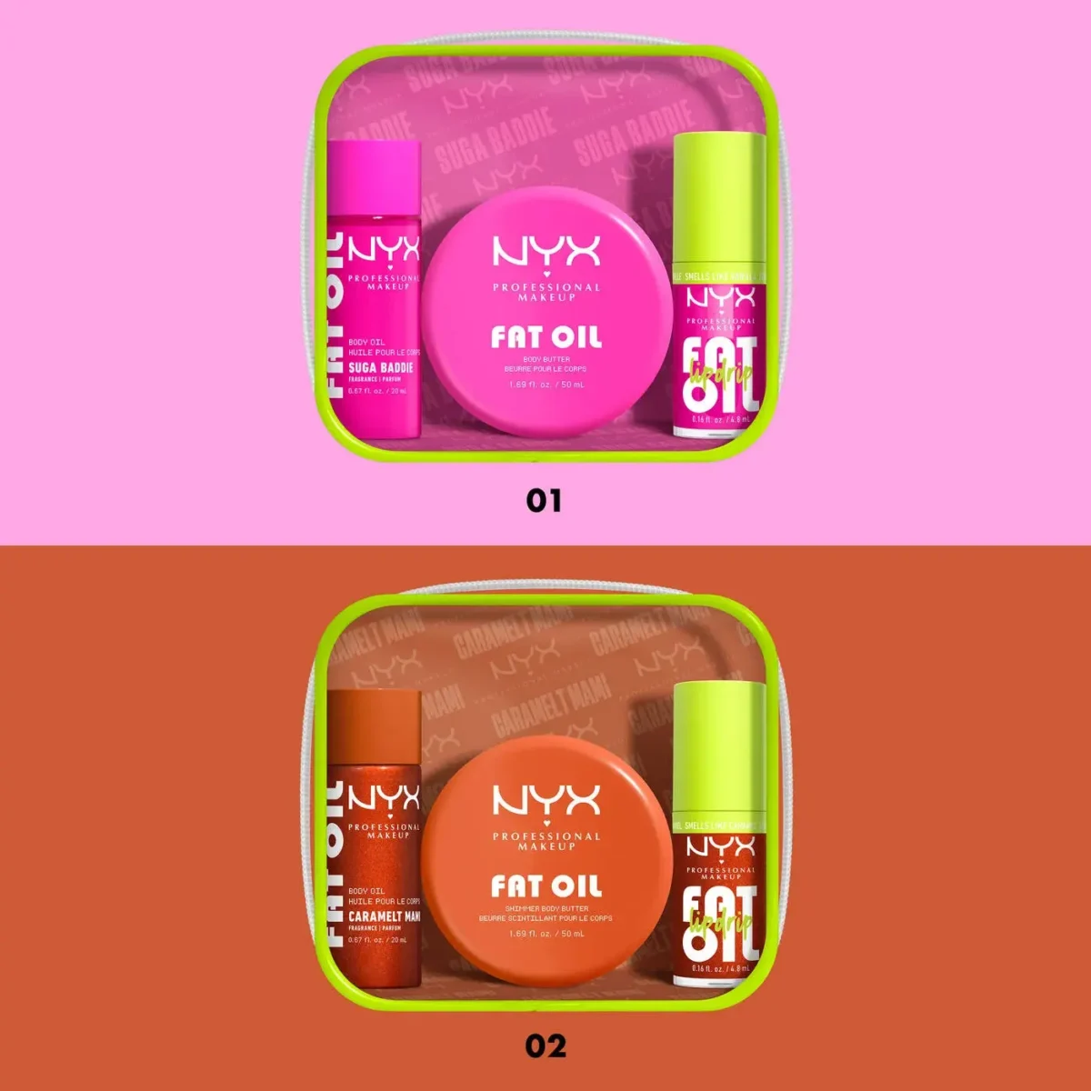 NYX FAT OIL LIP & BODY KIT CARAMELT MAMI 3-piece caramel body care set for baddies on the go - Image 6