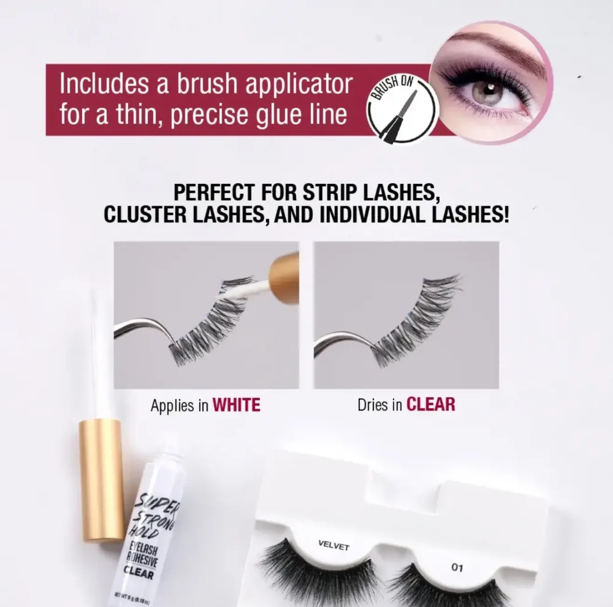 iEnvy Super Strong Hold 3D Strip Lash Glue Brush-On Clear Waterproof - Image 4