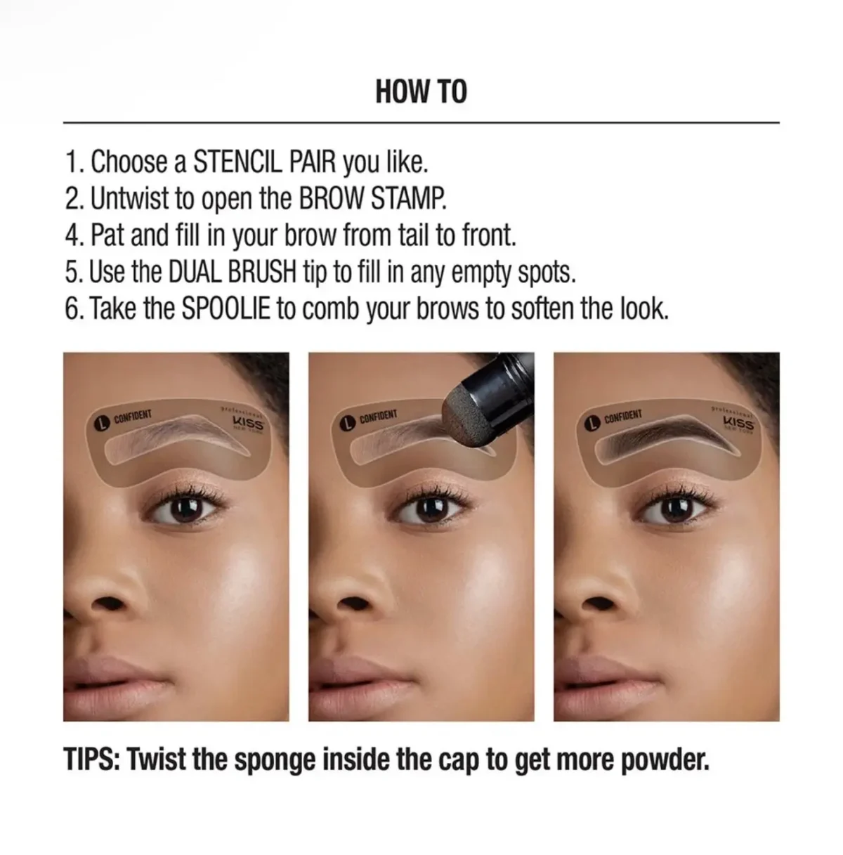 Kiss New York Professional Instant Brow Stamp & Stencil Kit Dark Brown - Image 5