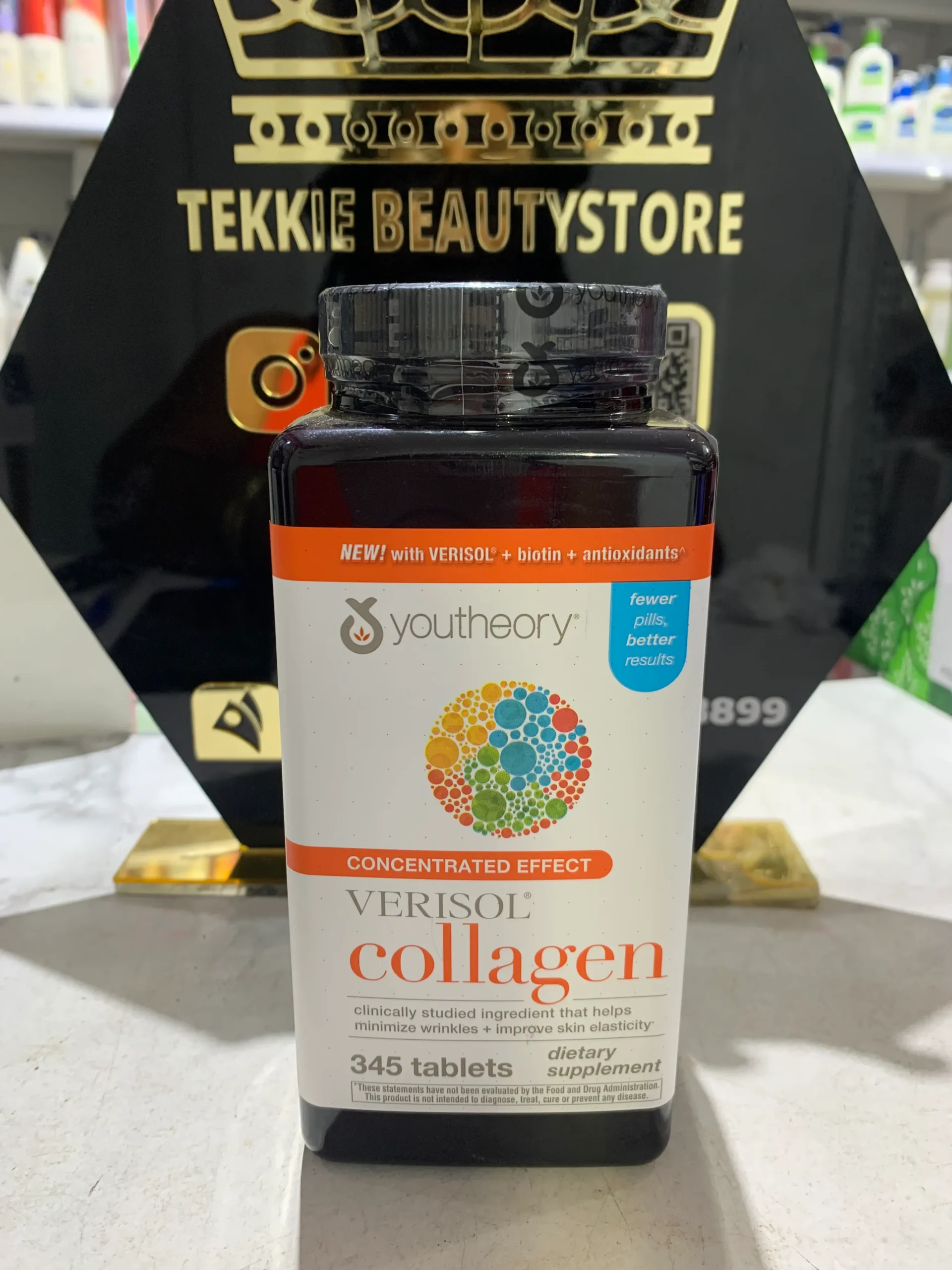 81128398575__F96BD4AF-DA80-49EF-A459-4867FC1ECC7A Youtheory Concentrated Effect Verisol Collagen with Biotin containing 345 tablets - Image 1