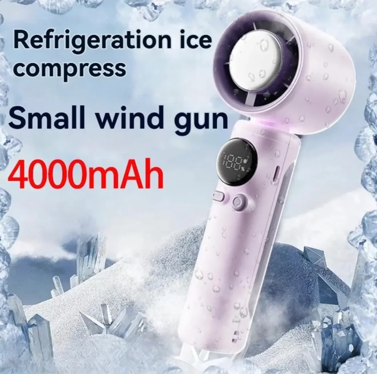HANDHELD ELECTRIC FAN - Digital Portable Handheld Turbo Fan With Ice Cooler | AC fan | long battery life | reduced noise - Image 2