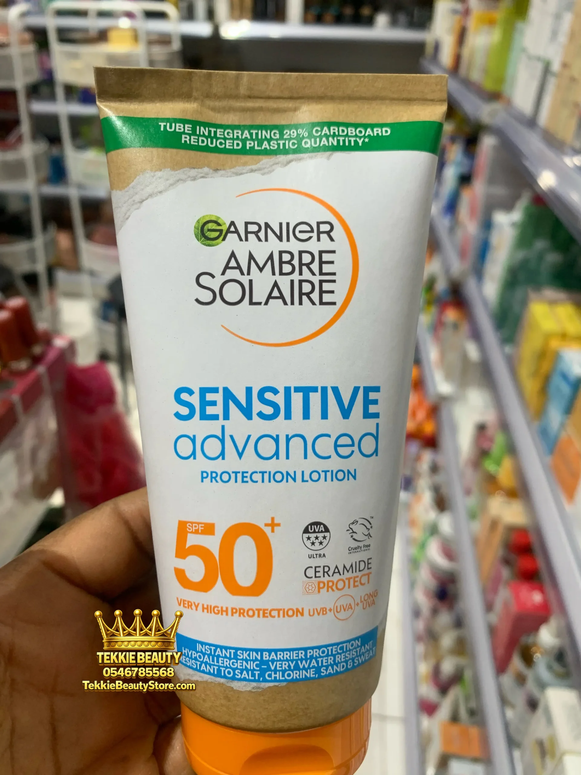 copy_0EB4BC0E-63BC-487B-B257-F04EE953DC3F Garnier AMBRE SOLAIRE Sensitive Advanced SPF50+ Protection Lotion | Sunscreen with Ceramides - Image 1